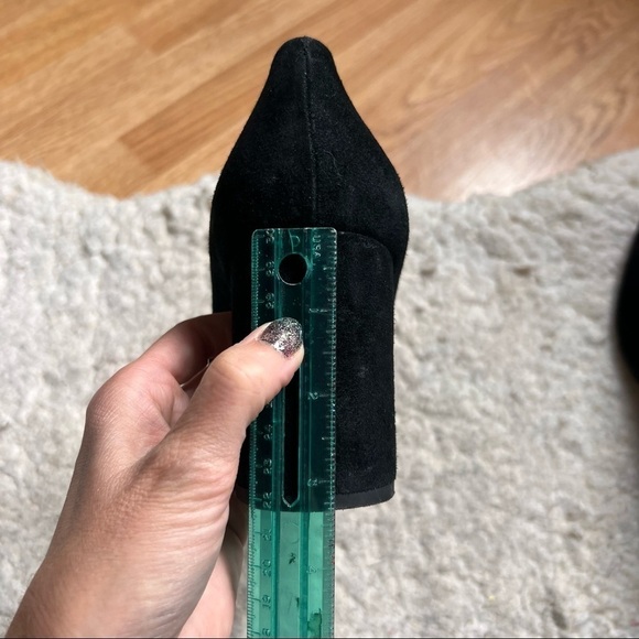 1.STATE. Black Suede Pointed Toe Rounded Block Heeled Saffy Pump Size 12 - Picture 10 of 11